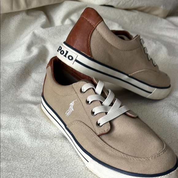 Polo Ralph Lauren Other - Polo by Ralph Lauren Boys/Girls Tan Canvas Sneakers size 4
